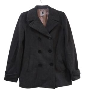 Gap Gray Academia Wooll Blend Double Button Front Minimalist Coat Size M